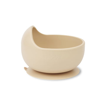 Bowl entrenador adherible de silicona grado alimenticio especial para la alimentación complementaria, color crema, marca Moggy